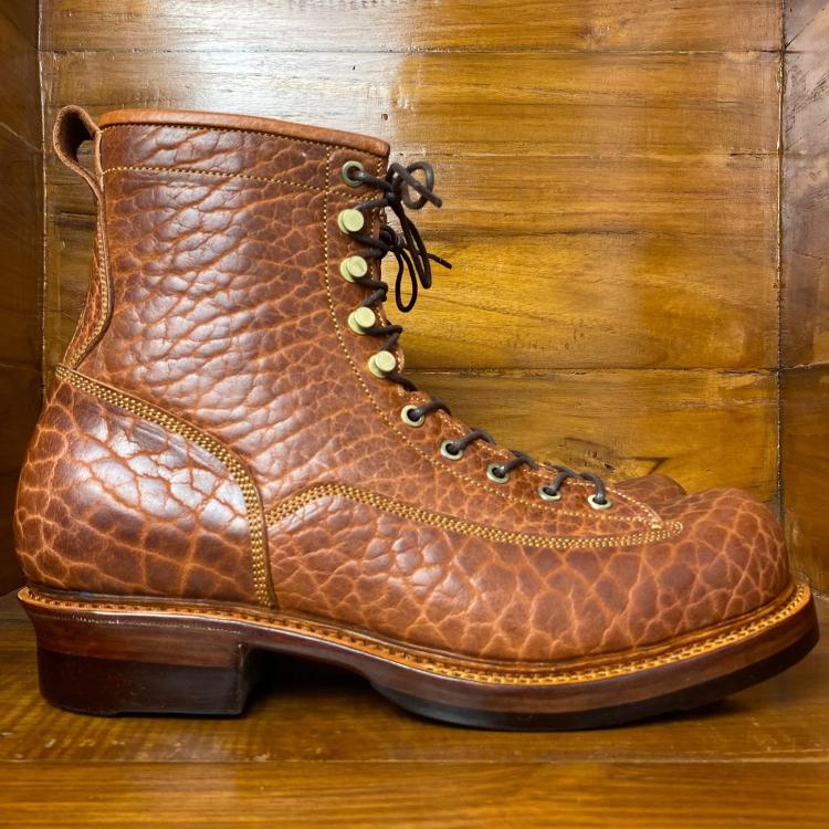 Prof. Barnets Bulky Lace to Toe Boots ( Law Tanning Shrunken Bison Peanut )